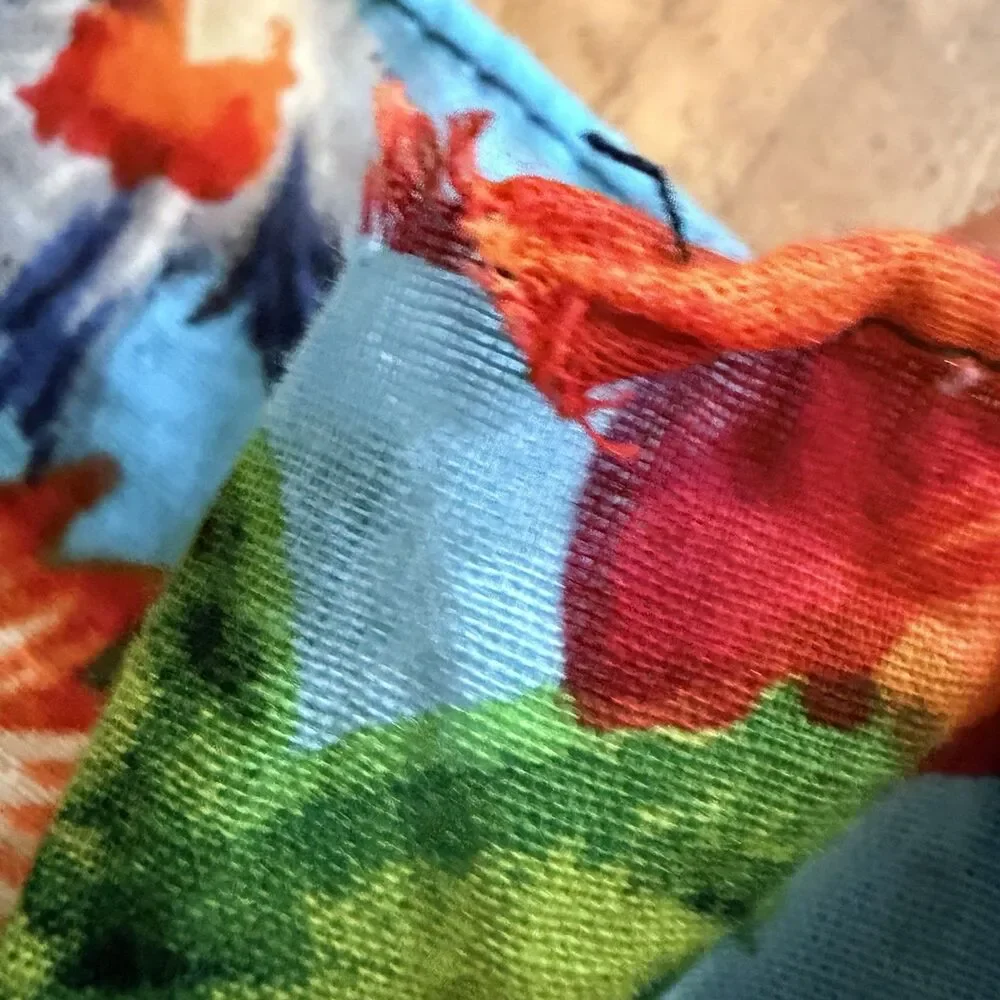 Positano by Jean Paul Oversized Cotton Scarf Floral Horse Carriage Shawl Wrap